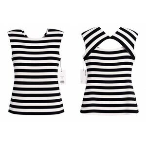 NWT Bailey 44 Love Train Top Small Black White Stripe Cutout MSRP $148
